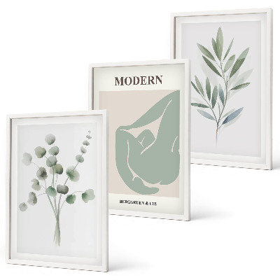 Wall art set Plant motifs in green