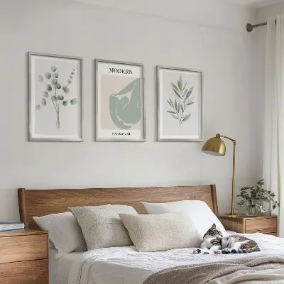 Wall art set with green plant motifs