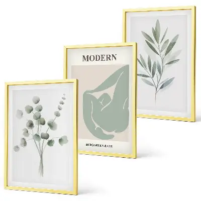 Wall art set with green plant motifs