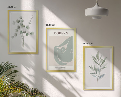 Wall art set Plant motifs in green