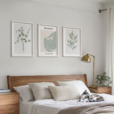 Wall art set Plant motifs in green