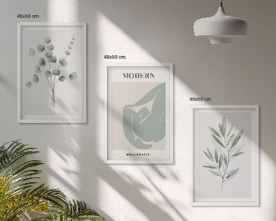 Wall art set Plant motifs in green