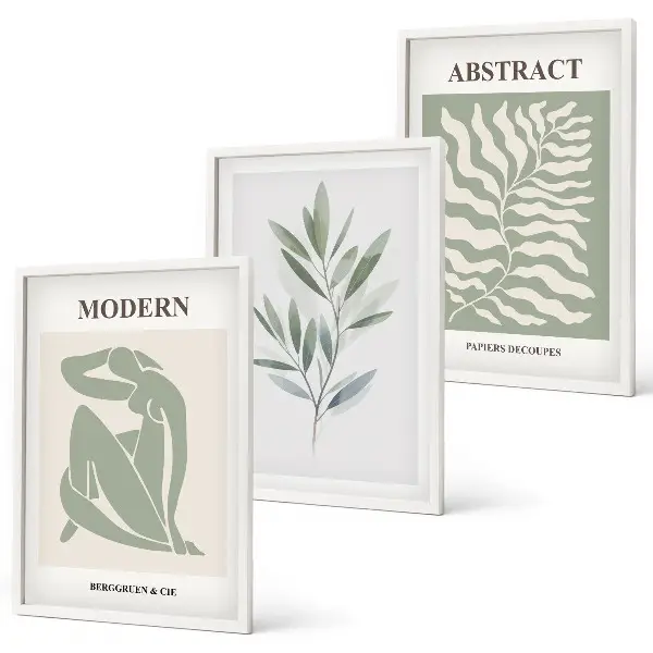 Three-piece wall art piece Matisse watercolor boho design