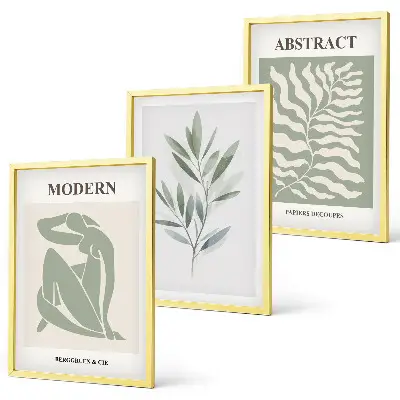 Three-piece wall art piece Matisse watercolor boho design