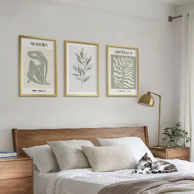 Three-piece wall art set with Matisse watercolor boho design