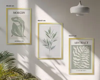 Three-piece wall art piece Matisse watercolor boho design