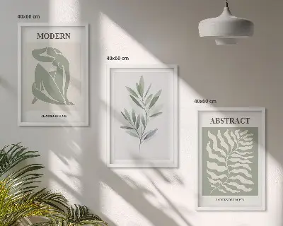 Three-piece wall art set with Matisse watercolor boho design