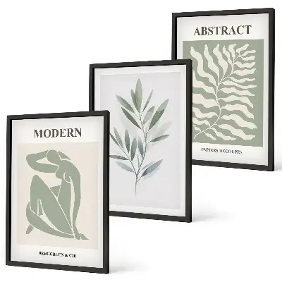 Three-piece wall art piece Matisse watercolor boho design
