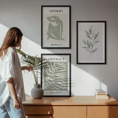 Three-piece wall art piece Matisse watercolor boho design