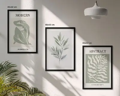 Three-piece wall art set with Matisse watercolor boho design