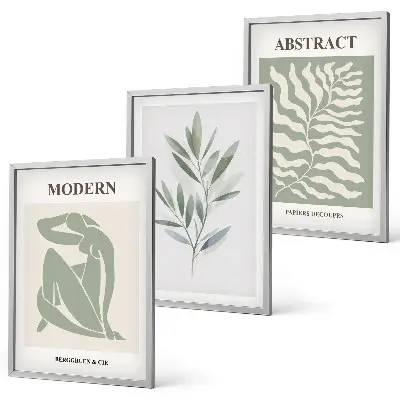 Three-piece wall art piece Matisse watercolor boho design