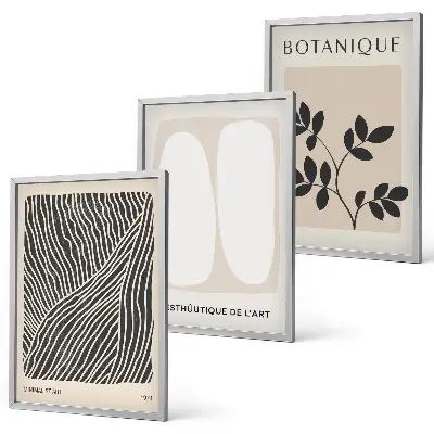 Set of 3 framed wall art pieces Plant patterns and lines