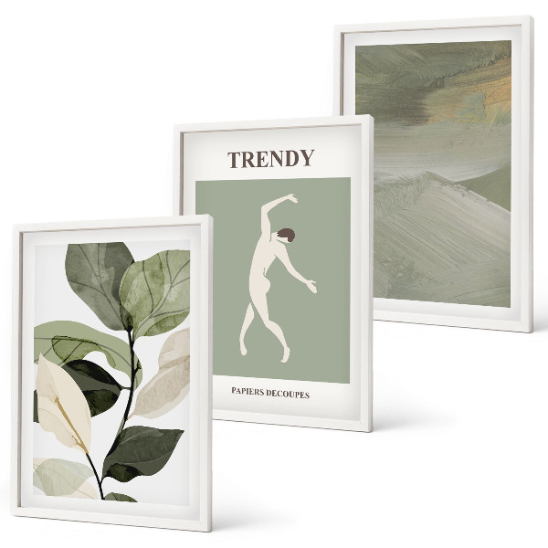 Wall art set Plant silhouette abstract patterns