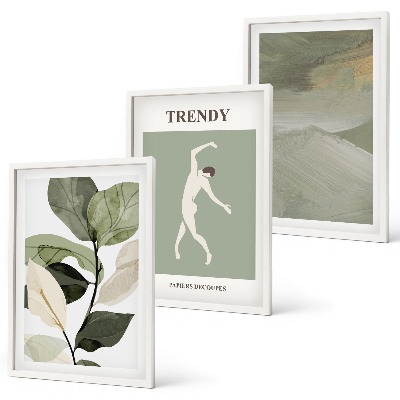 Wall art set Plant silhouette abstract patterns