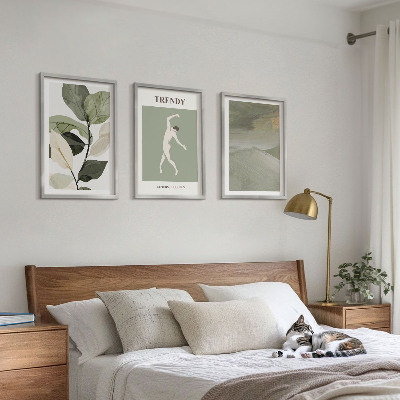 Wall art set Plant silhouette abstract patterns
