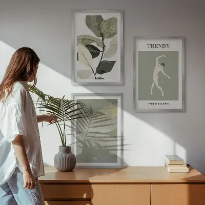 Plant silhouette abstract wall art set abstract patterns