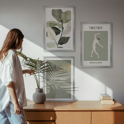 Wall art set Plant silhouette abstract patterns