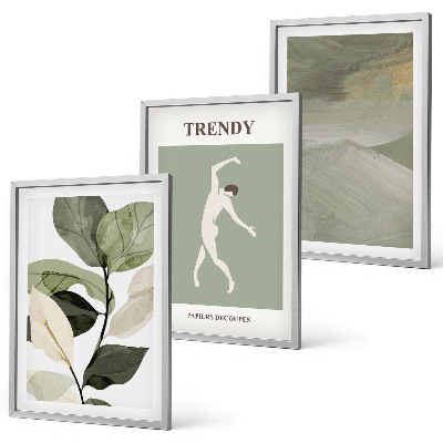 Wall art set Plant silhouette abstract patterns