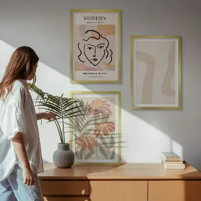 Three-piece wall art piece Modern abstract woman