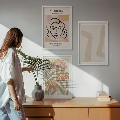 Three-piece wall art piece Modern abstract woman