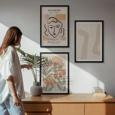 Three-piece wall art piece Modern abstract woman