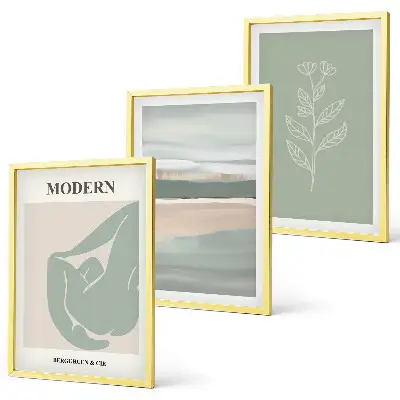 Abstract pastel plant shapes wall art set of 3 framed pieces