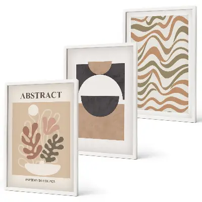 Three-piece wall art piece Abstract shapes patterns