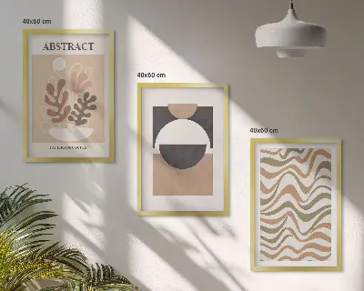 Three-piece abstract shapes wall art patterned canvas print set