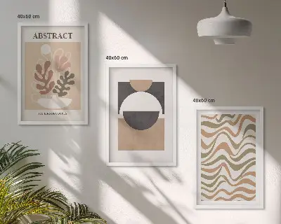 Three-piece wall art piece Abstract shapes patterns