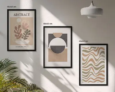 Three-piece wall art piece Abstract shapes patterns