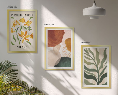 Set of 3 framed wall art pieces Floral abstract shapes