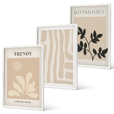 Wall art set Stylish plant patterns beige black