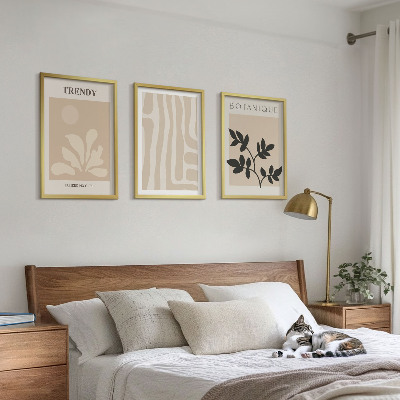Wall art set Stylish plant patterns beige black