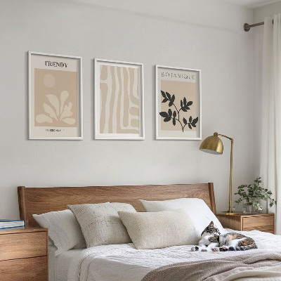 Wall art set Stylish plant patterns beige black