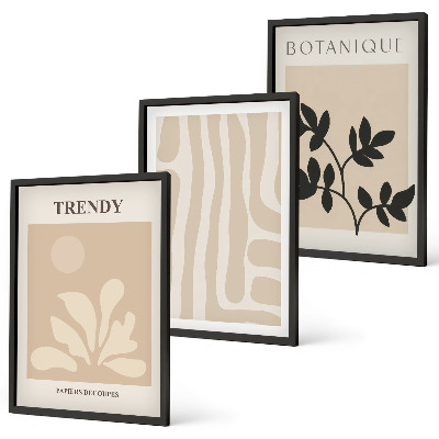 Wall art set Stylish plant patterns beige black
