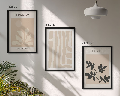 Wall art set Stylish plant patterns beige black