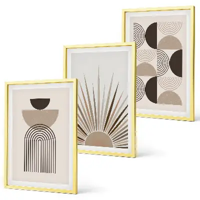 Three-piece wall art piece Abstract shapes beige brown