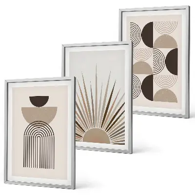 Three-piece wall art piece Abstract shapes beige brown