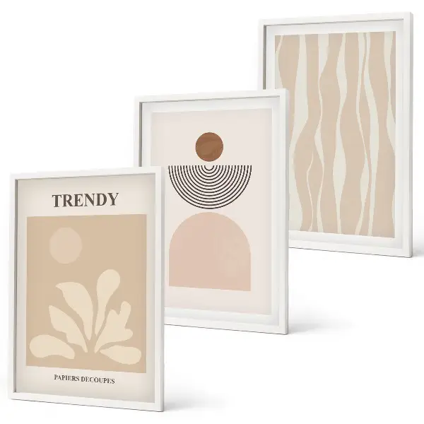 Wall art set Stylish abstract beiges