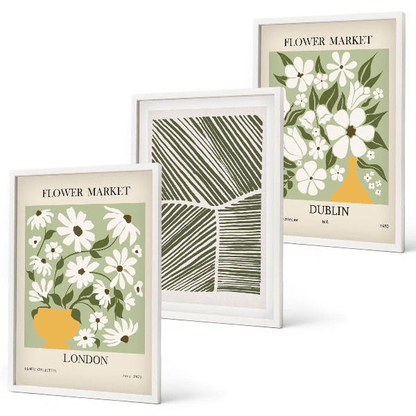 Three-piece wall art piece Floral patterns London Dublin