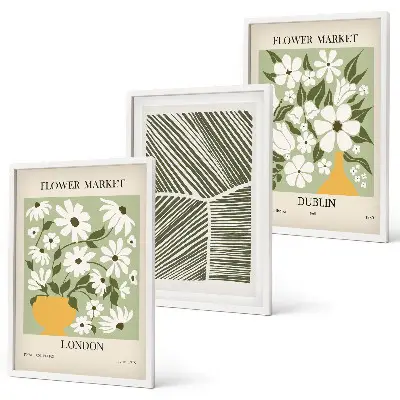 Three-piece floral pattern wall art London and Dublin design