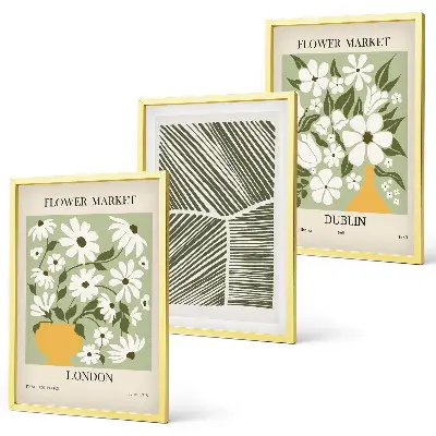 Three-piece floral pattern wall art London and Dublin design