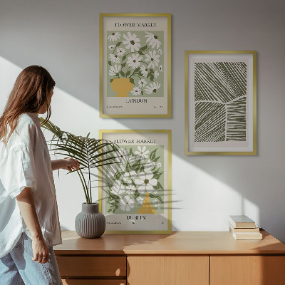 Three-piece wall art piece Floral patterns London Dublin