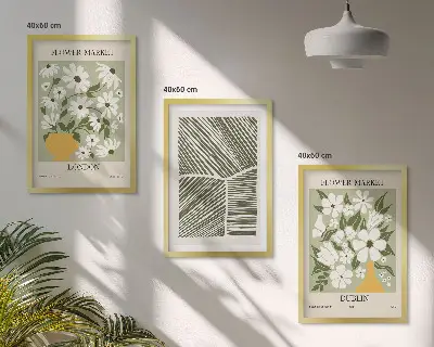Three-piece floral pattern wall art London and Dublin design