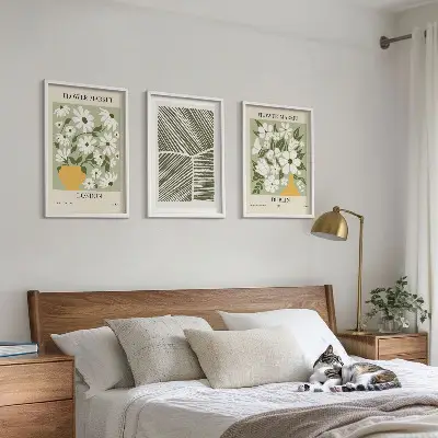 Three-piece floral pattern wall art London and Dublin design