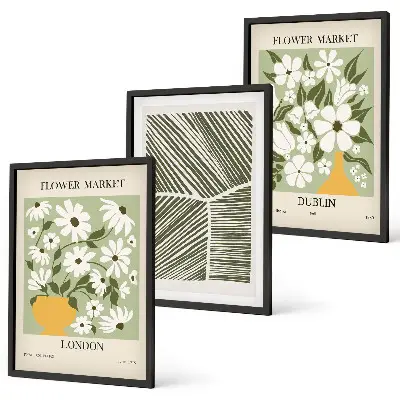 Three-piece floral pattern wall art London and Dublin design