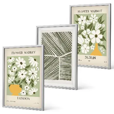 Three-piece floral pattern wall art London and Dublin design