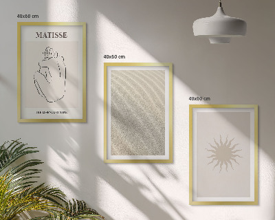 Set of 3 framed wall art pieces Minimalist sand lines sun