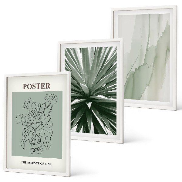 Wall art set Plant patterns in green