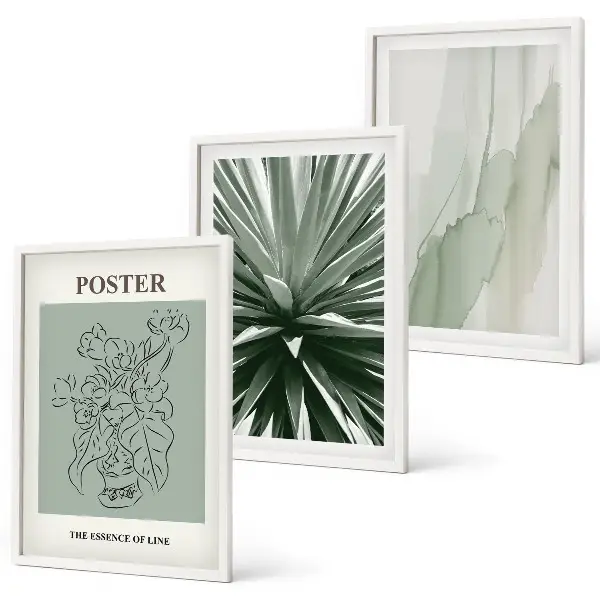 Wall art set with green plant patterns